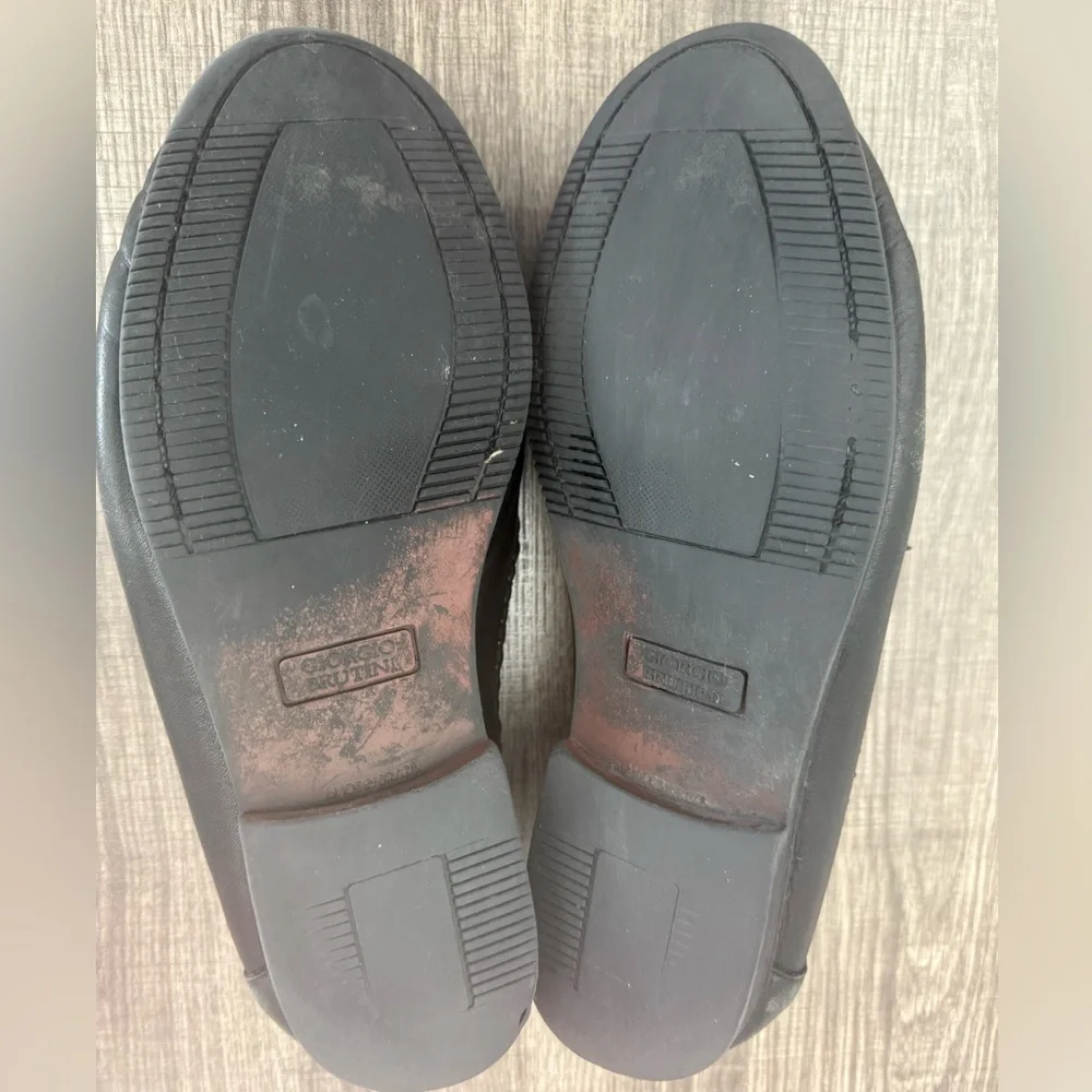 Giorgio Brutini Black Woven Tassel  Leather Loafers